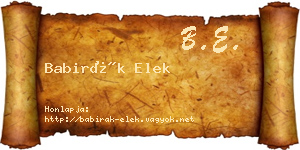 Babirák Elek névjegykártya